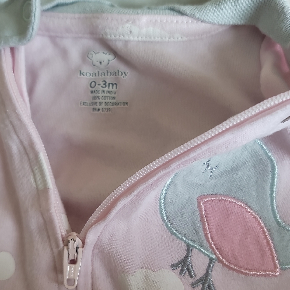 Koala Baby Pink Baby Onesie with Bird Design